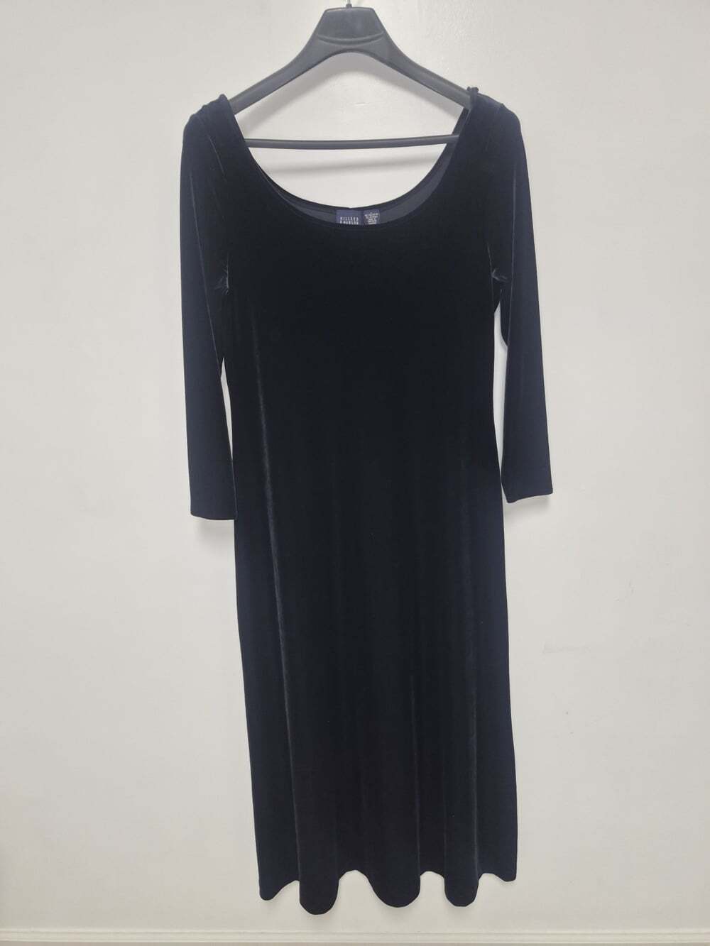 Hillard And Hanson Black Long Sleeve Velvet Maxi Dress Sz L
